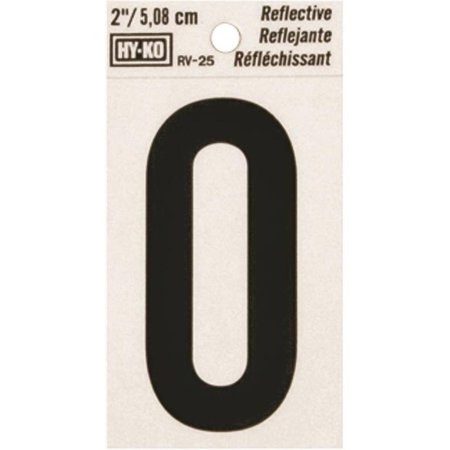 HY-KO 310177 Reflective 0 Number House - Black - 2 in. - Case of 10 0310177